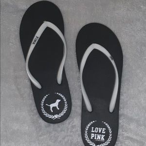 NWOT PINK VS Black and White Flip flop sandals